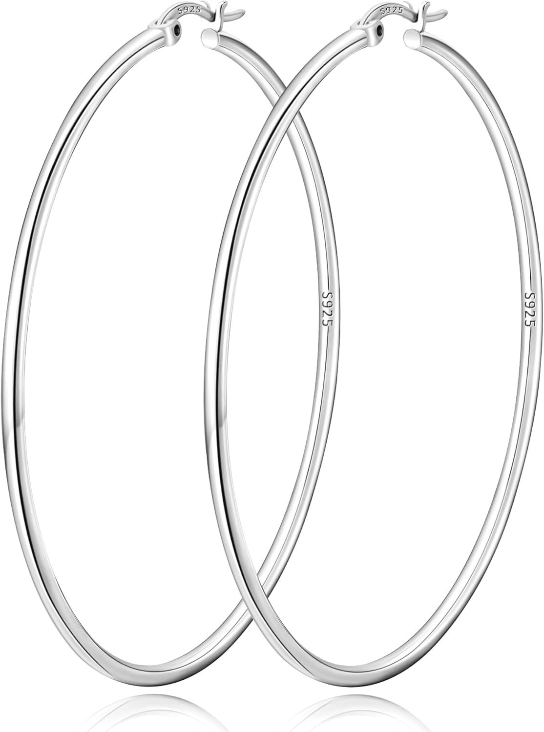 Thumbnail 6 de DORANA 2-mm große Creolen für Damen aus 925er Sterlingsilber (hypoallergen, nicht anlaufend) – Durchmesser 20 bis 70 mm