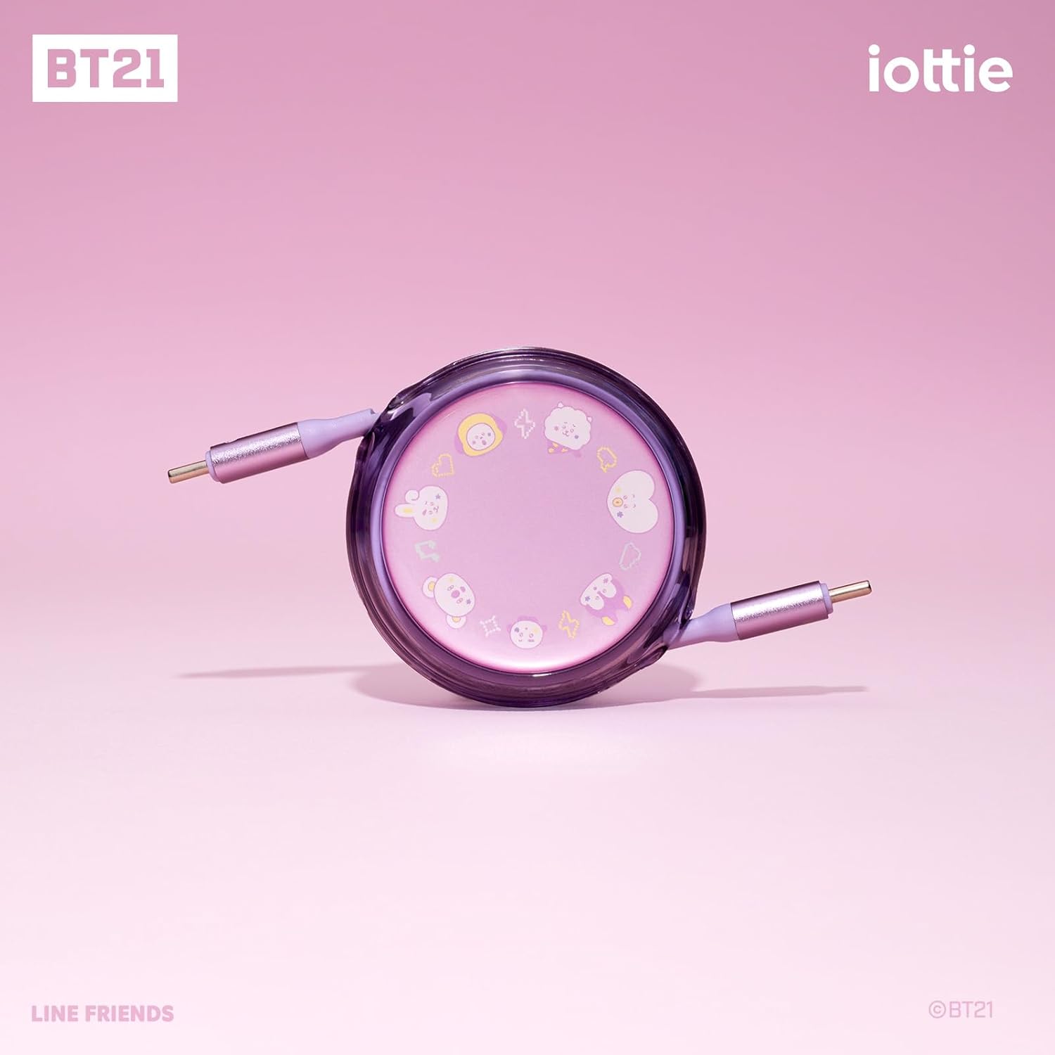 Detalle 2 de iOttie BT21 Retractable 100W USB-C Cable – 3-Length, Transparent Purple