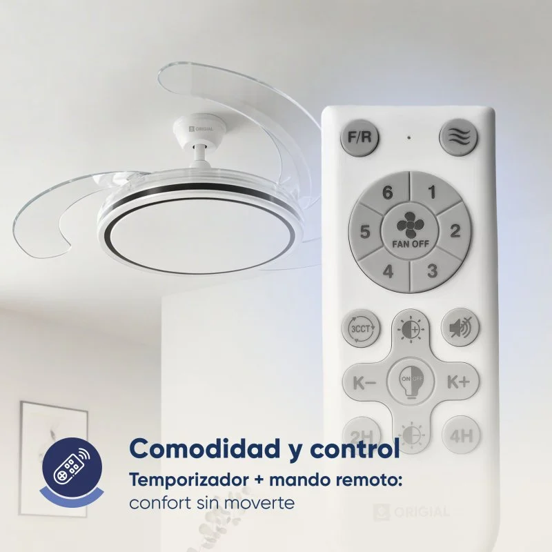 Thumbnail 2 de Origial AirBliss Ceiling Retractable Dim: ventilador de techo 122 cm con luz regulable (blanco)