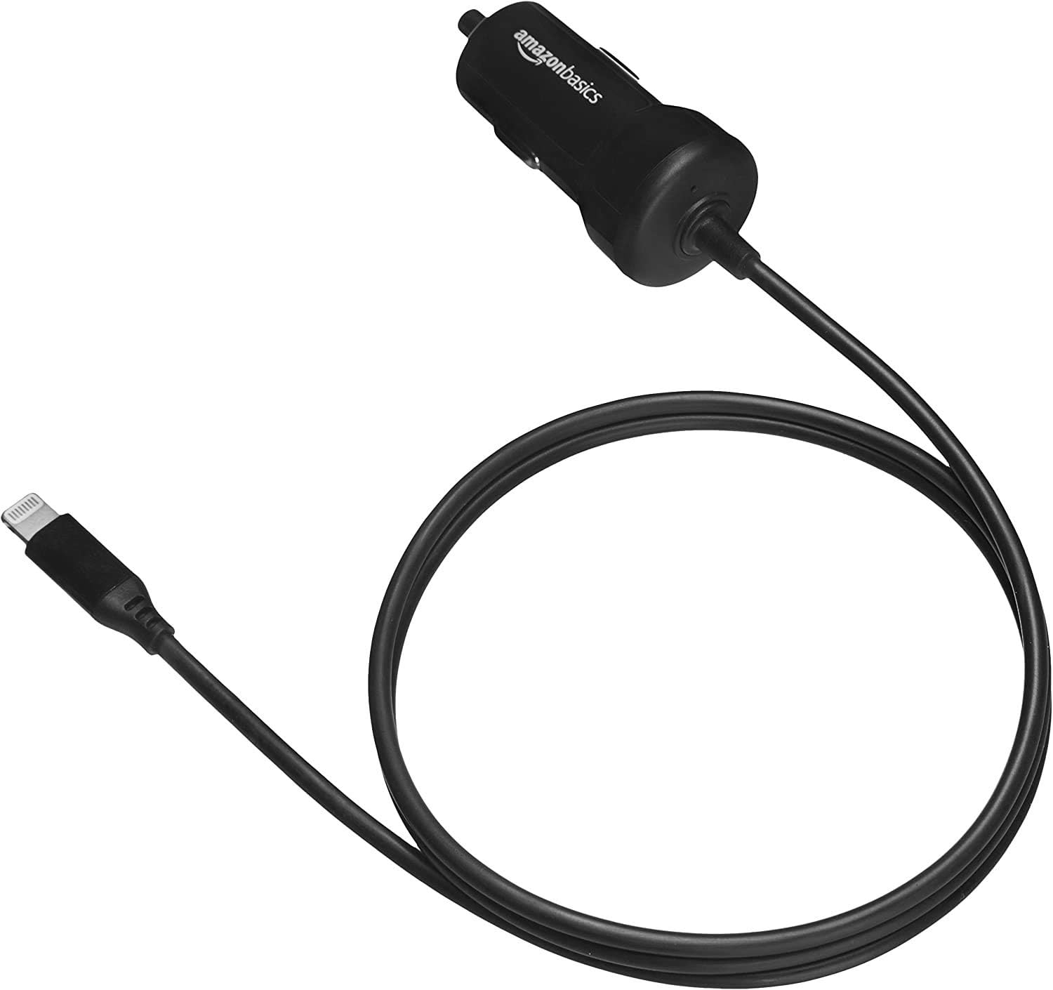Amazon Basics caricabatterie per auto Lightning 5 V 2,4 A con cavo dritto da 0,91 m