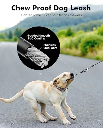 Detalle de Pecute correa extensible para perro de 8 metros (15-50 kg), con cuerda antimordida de 46 cm y sistema 360° anti-enredos