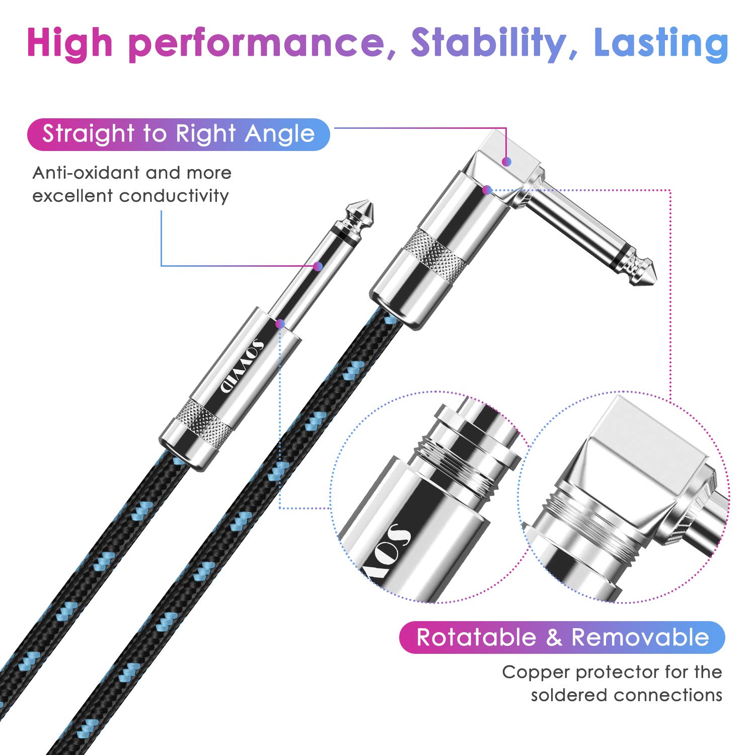 Detalle 2 de Sovvid 15FT 2-Pack instrument cable