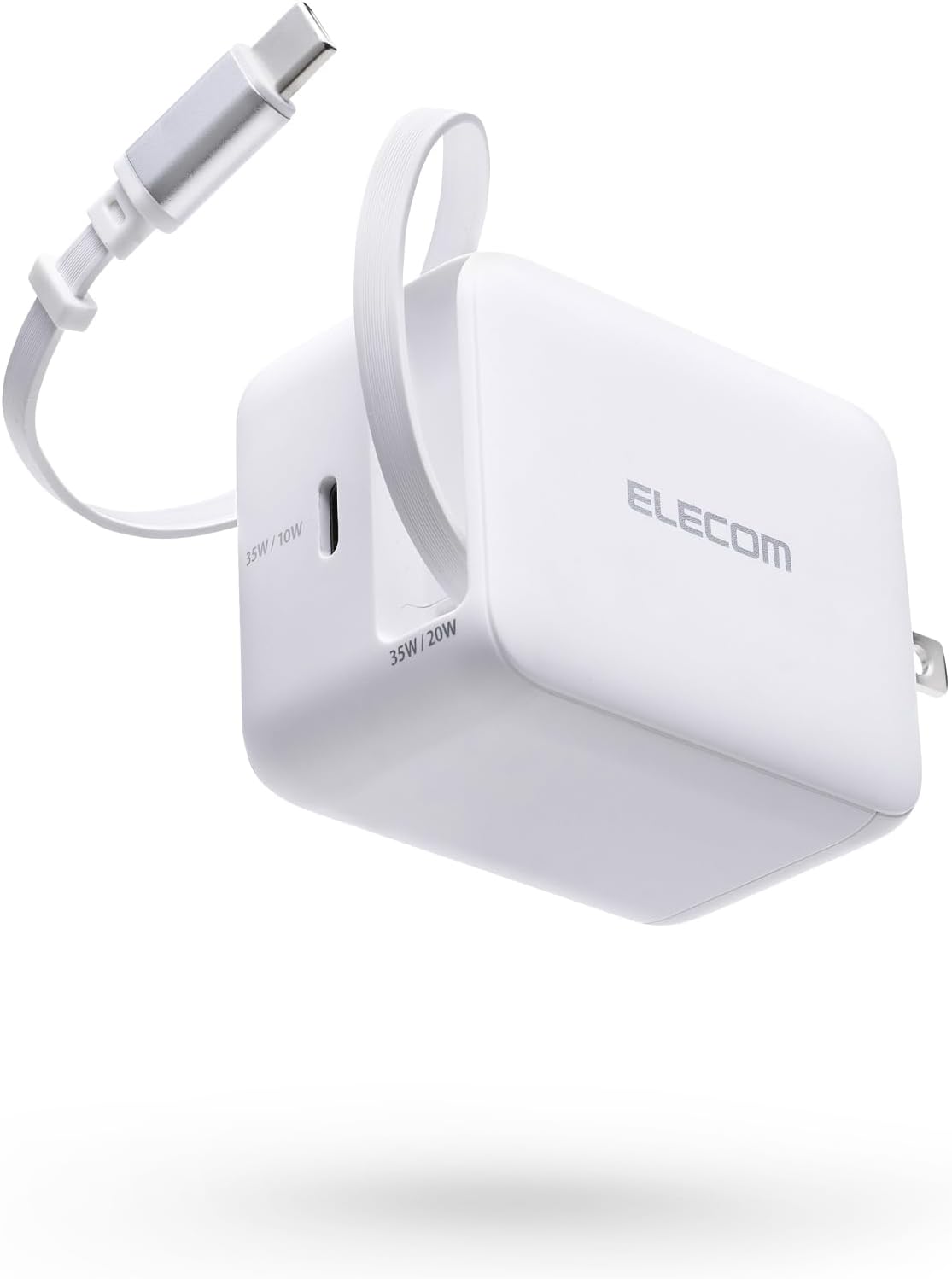Detalle de エレコム EC-AC12835WH 35W巻き取り式ケーブル一体型USB-C充電器