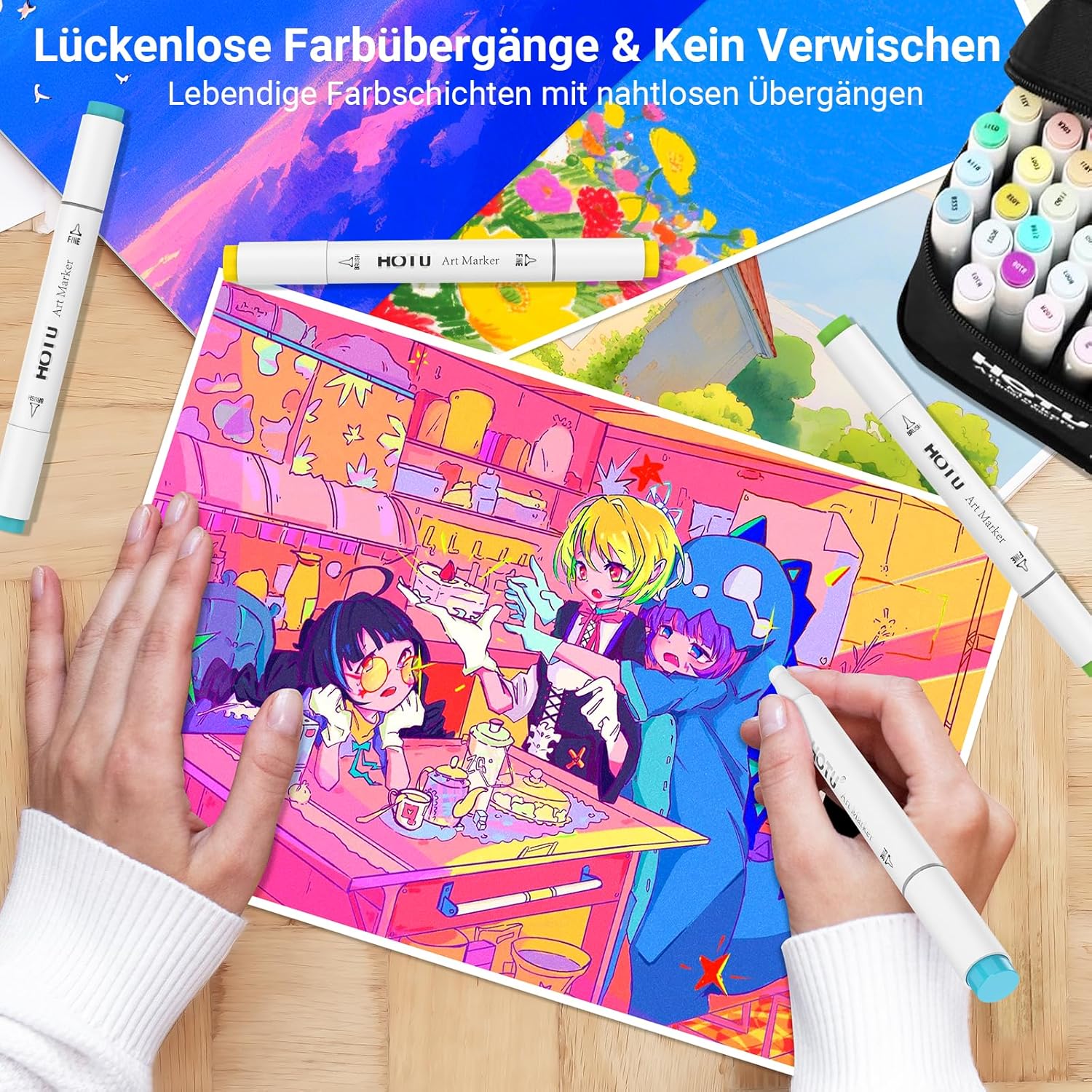 Thumbnail 1 de HOTU Marqueurs à alcool 50 couleurs 🖊️