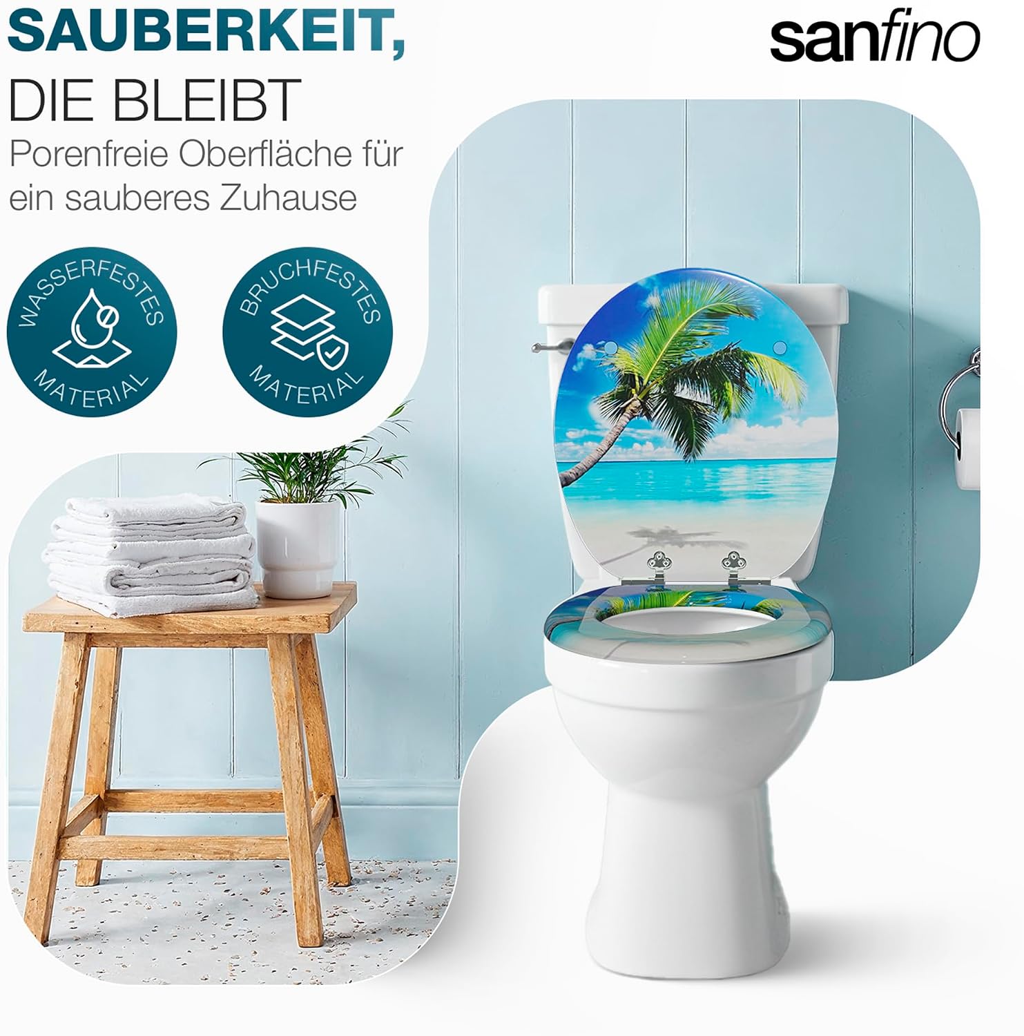 Detalle de SANFINO Premium WC Sitz mit Absenkautomatik, Palm