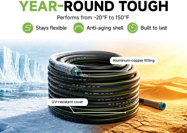Detalle de Real Relax 50 ft Heavy-Duty Garden Hose, 5/8-Inch, Kink-Resistant