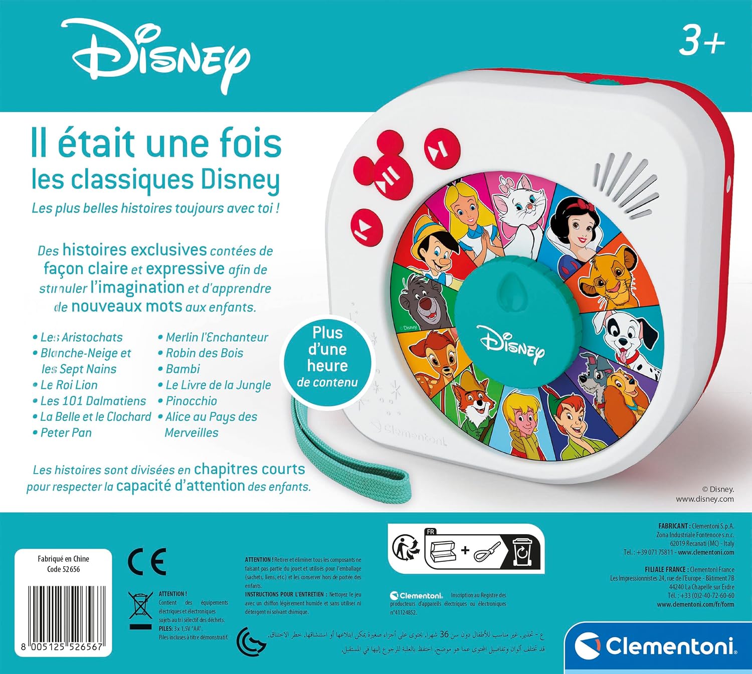 Detalle de Clementoni Il Était Une Fois – Les Classiques Disney pour Enfants (3 ans+), conteur audio avec haut-parleur intégré
