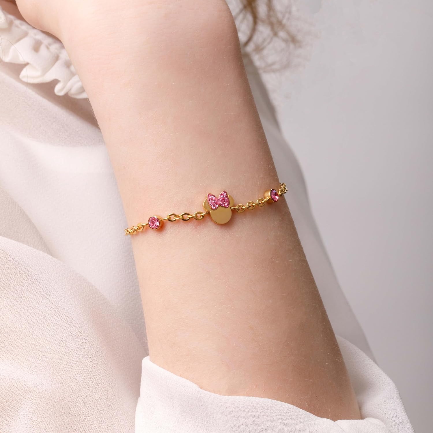 Detalle de Disney Bracciale Minnie Mouse in Acciaio Inossidabile e Zirconi 13–18 cm