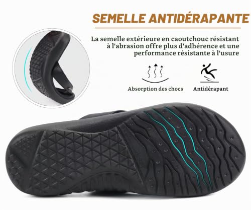 Detalle de jiajiale Tongs Femme Mode Orthopédique en Cuir Végan et Semelle Antidérapante