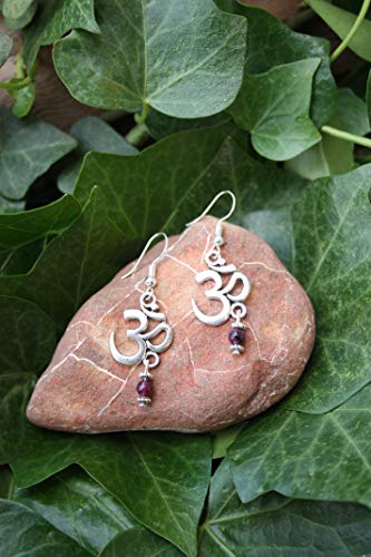 Thumbnail 5 de Simboliks OM Pendientes de protección Reiki con mineral amatista y símbolo Om boho chic