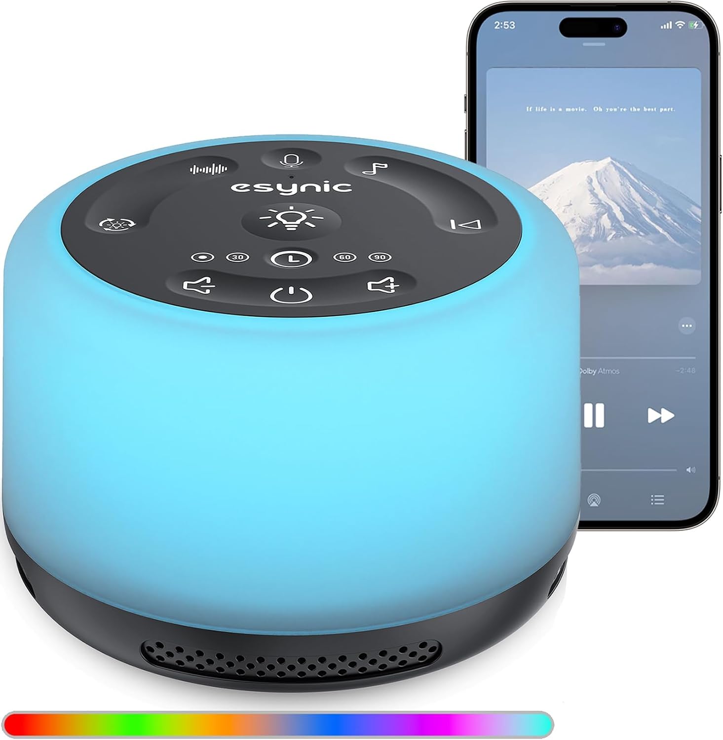 Detalle de eSynic ESYESY193a White Noise Machine with 30 Sounds and 7-Colour Night Light