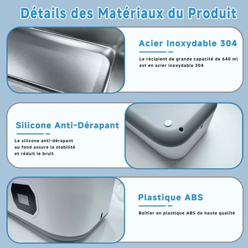 Thumbnail 7 de Vyzlix Nettoyeur Ultrasons 49 kHz – 640 ml, 5 modes de minuterie