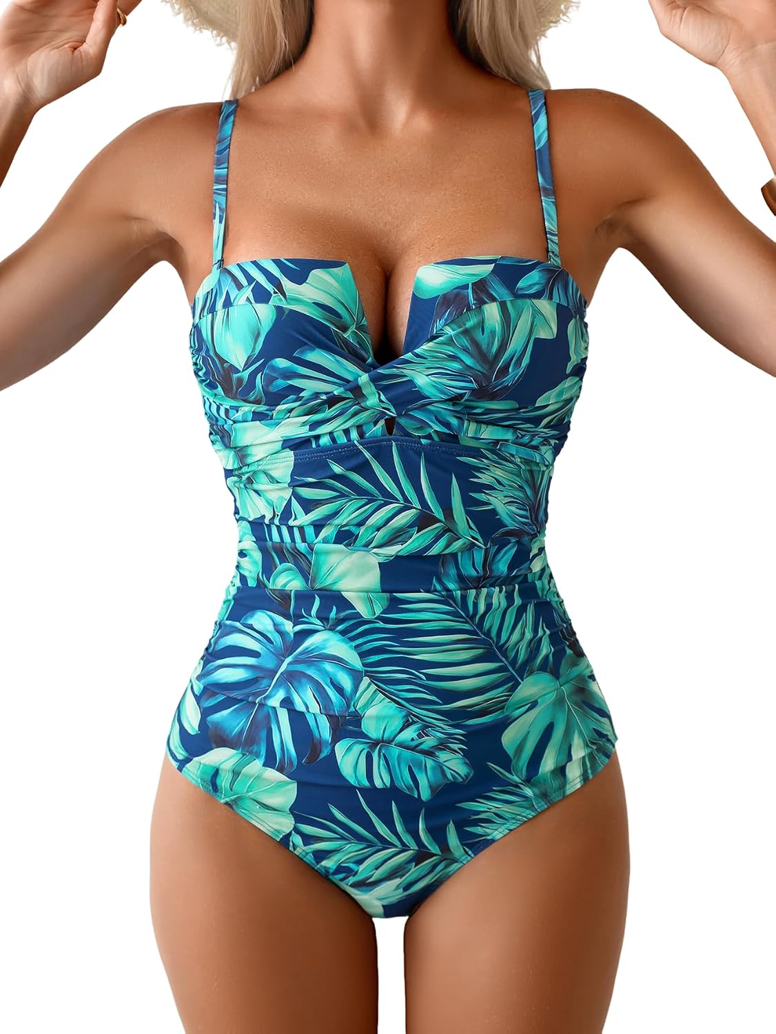 Detalle de Eomenie Women's Push Up Wrap Front One Piece Swimsuit with Tummy Control