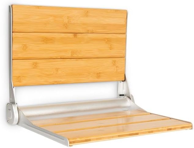 Detalle de OneConcept Arielle Deluxe 10034210 – składane siedzisko prysznicowe z bambusa, do 160 kg