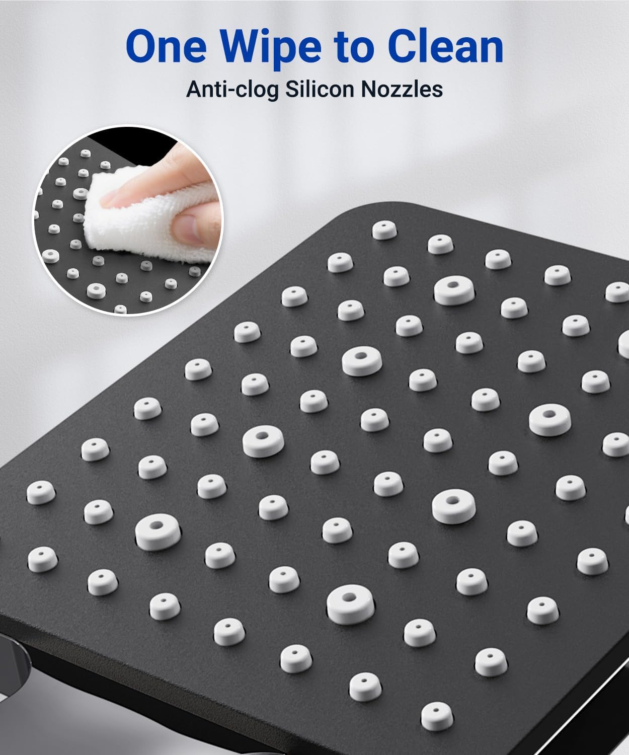 Detalle de Newentor High Pressure Shower Head with 6 Modes (Silver-Black) – universal water-saving handheld