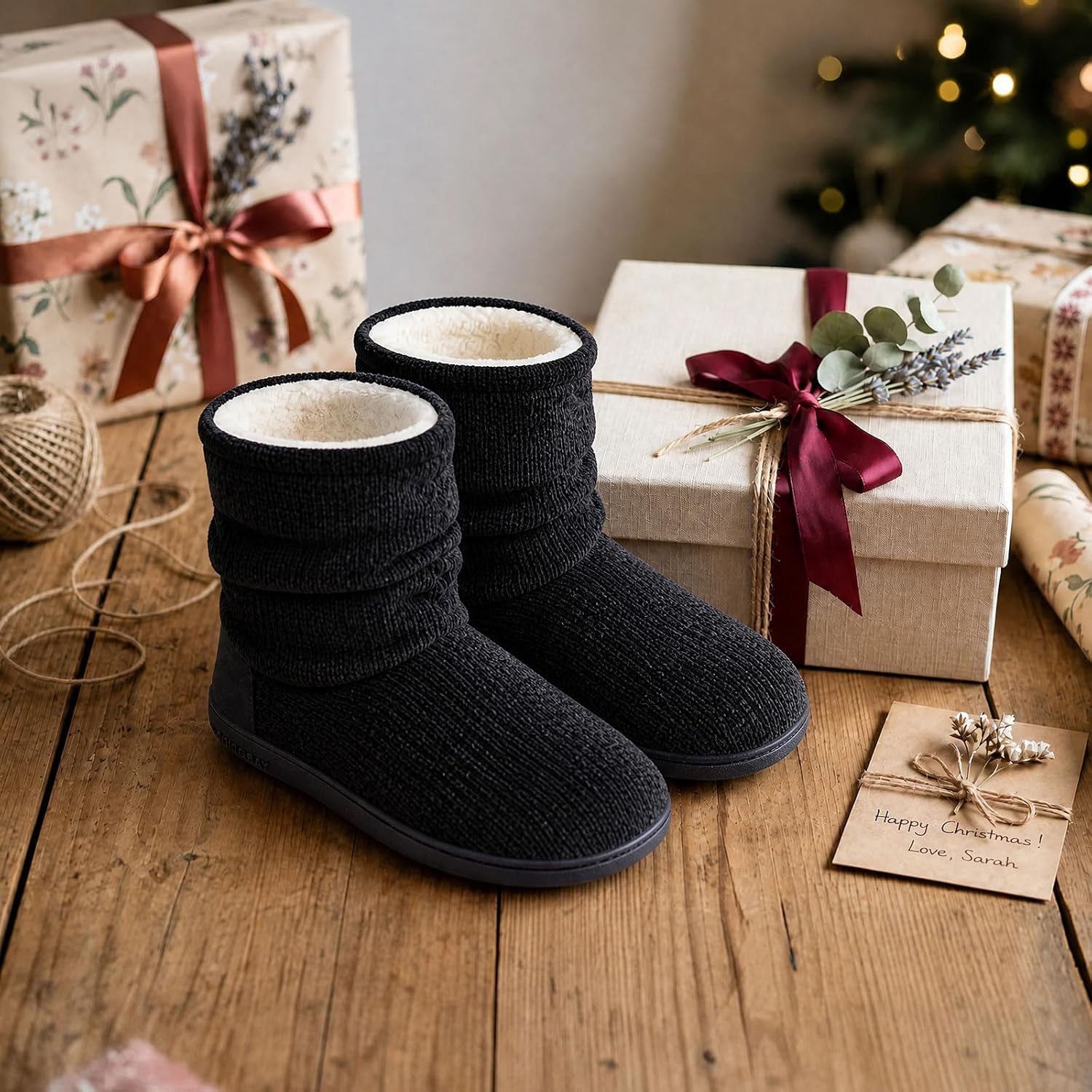 Detalle de LongBay Women's Cozy Winter Slipper Boots Memory Foam