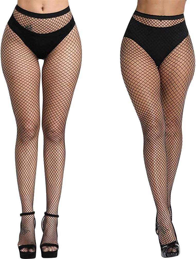 Detalle de AOMIG C2-QX-MS230314-FBA zwarte visnetpanty met hoge taille