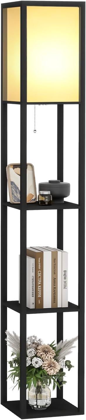 Detalle de Fullwatt Stehlampe mit Holzregal 160 cm
