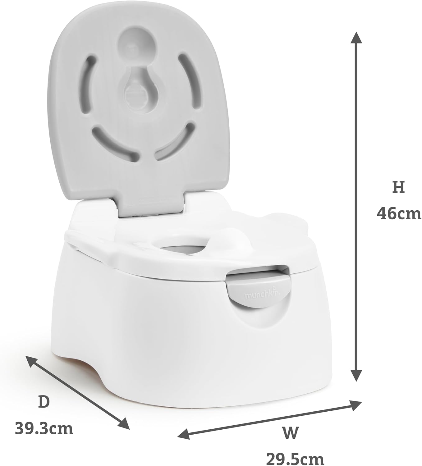 Detalle de Munchkin Siège de Potty Multistage 3-en-1 – Siège de Potty, Siège d’Entraînement et Marchepied Amovible Gris