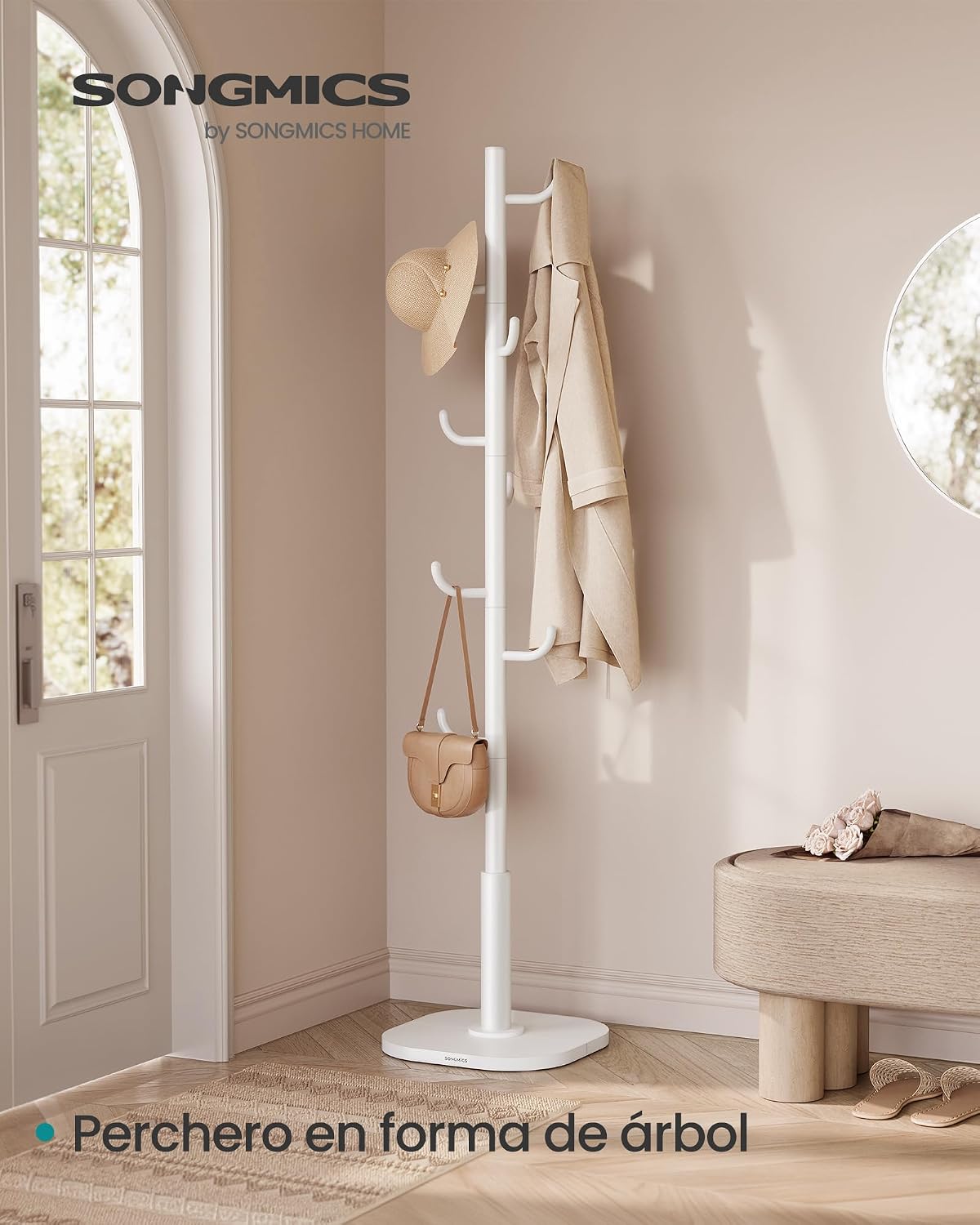 Detalle 2 de SONGMICS Perchero cactus 175,3 cm blanco