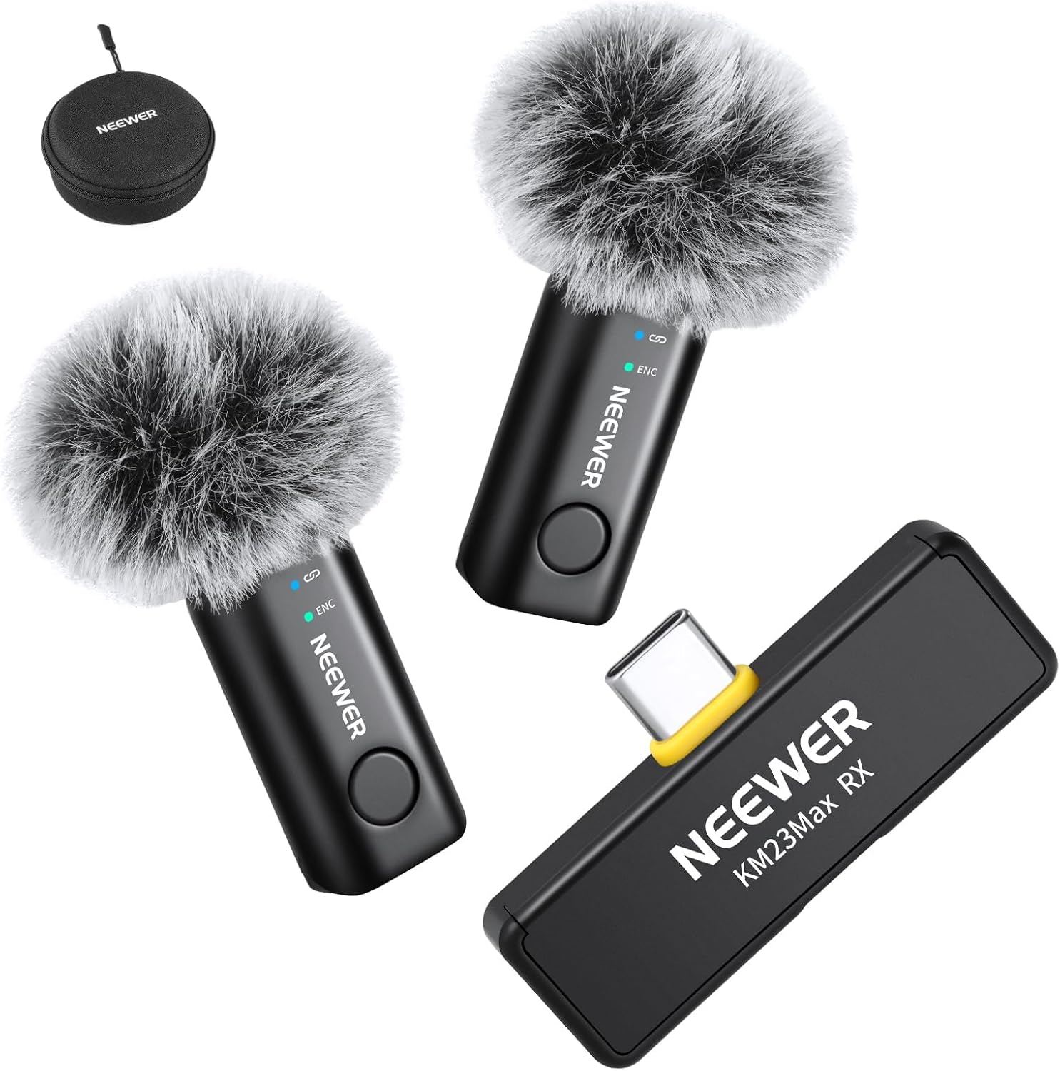 NEEWER KM23Max: microfono lavalier wireless con 1 RX + 2 TX, omnidirezionale 48 kHz/24 bit e anti-rumore