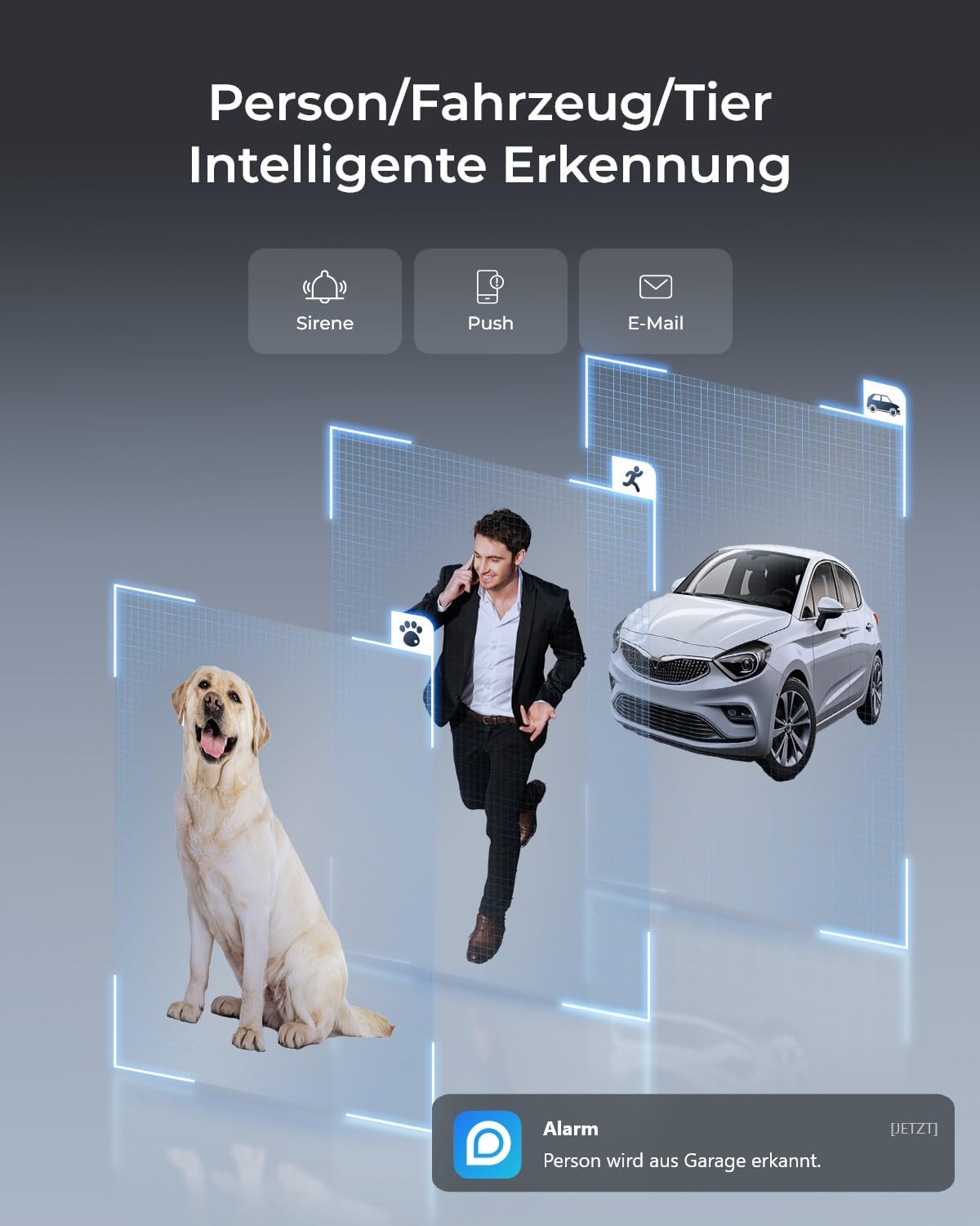 Detalle de Reolink 4K Wi-Fi 6 Außen-Überwachungskamera RLC-840WA – robust, farbige Nachtsicht und KI-Erkennung