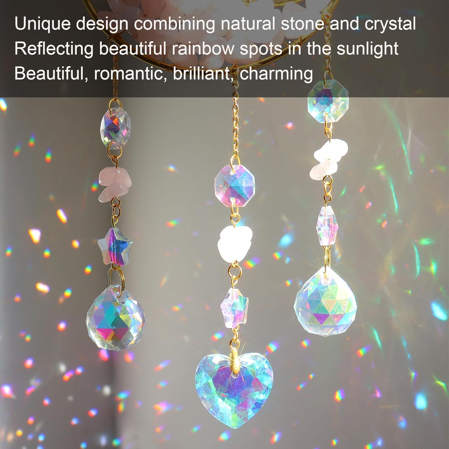 Thumbnail 3 de YeahBoom Sonnenfänger Kristall Fenster – Regenbogenlicht am Fenster mit Mond- und Sternendesign