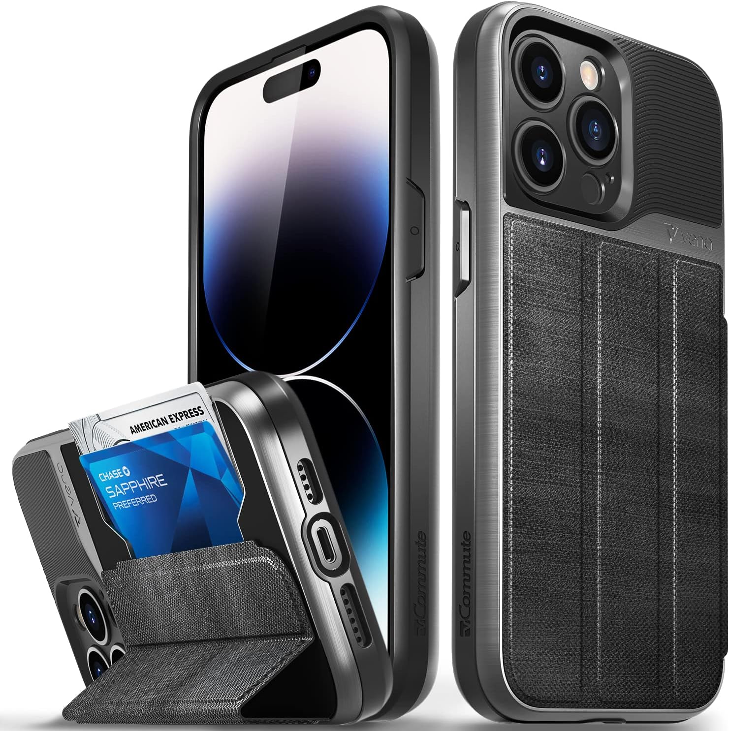 Detalle de VENA VN2188 vCommute Wallet Case for iPhone 14 Pro Max, Black Slate