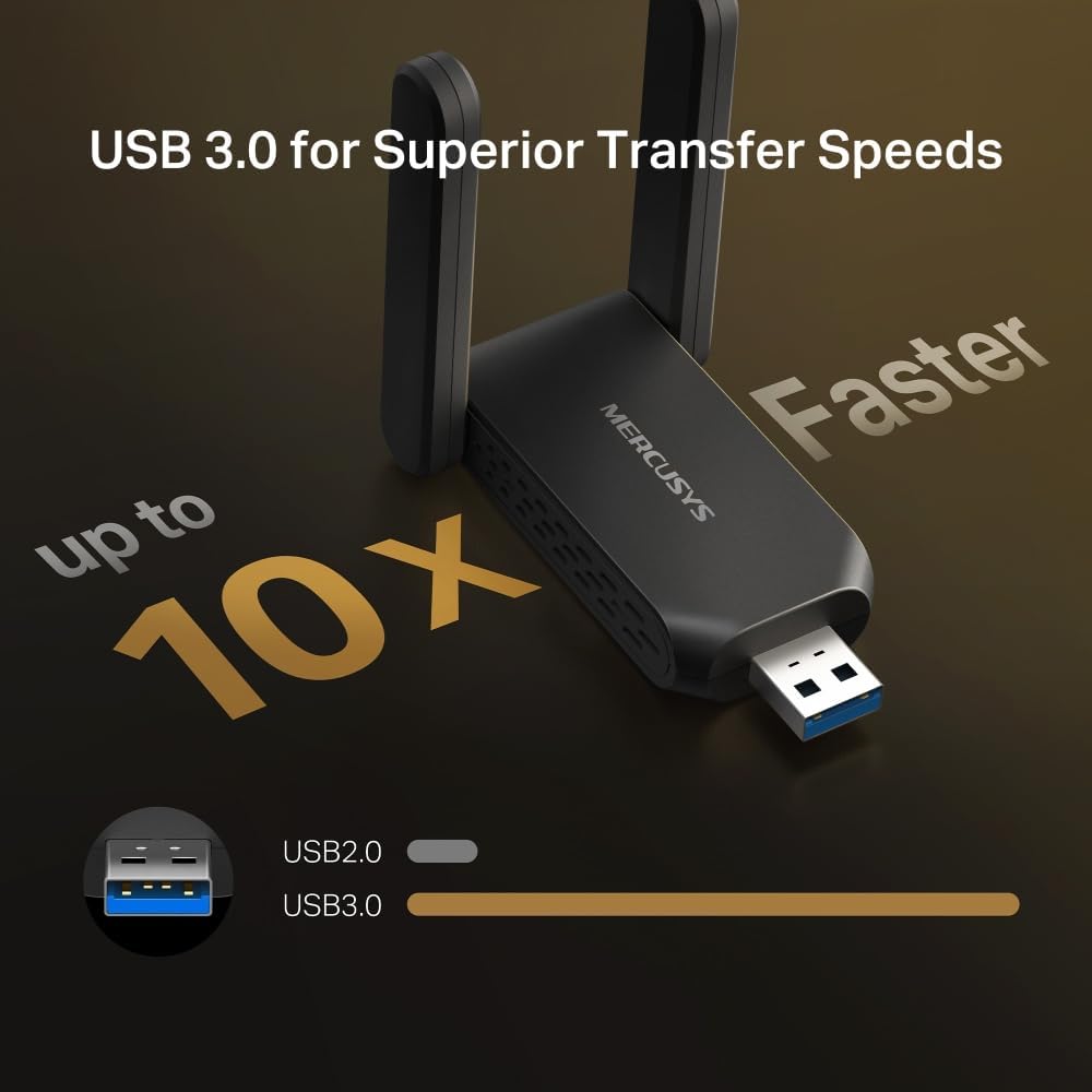 Thumbnail 3 de NEW MERCUSYS MA72XH AX1800 USB WiFi Dongle for PC