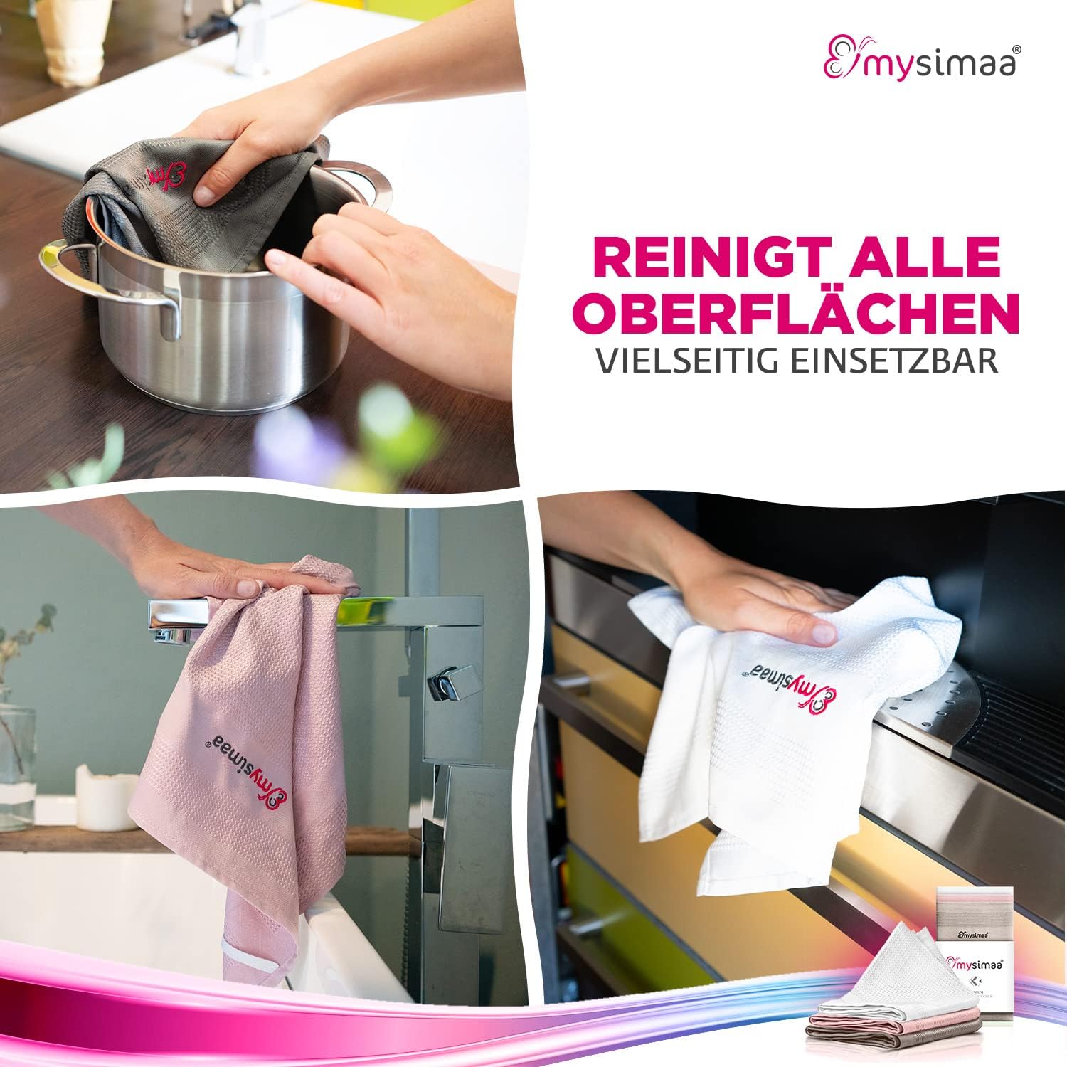 Thumbnail 1 de mysimaa Mikrofasertücher 40x40 – Fenstertuch Streifenfrei, Autopflege, Putzlappen Küche