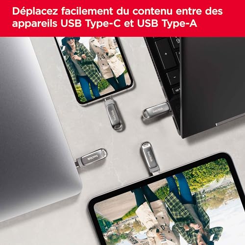 Thumbnail 2 de SanDisk Ultra Dual Drive Luxe 128 Go — Clé USB-C / USB-A réversible en métal, 400 Mo/s
