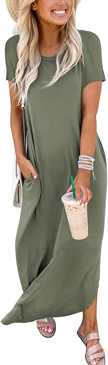 Detalle 2 de ANRABESS Women's Summer Maxi Dress: Loose Fit, Short Sleeves, Beach-Ready Sundress