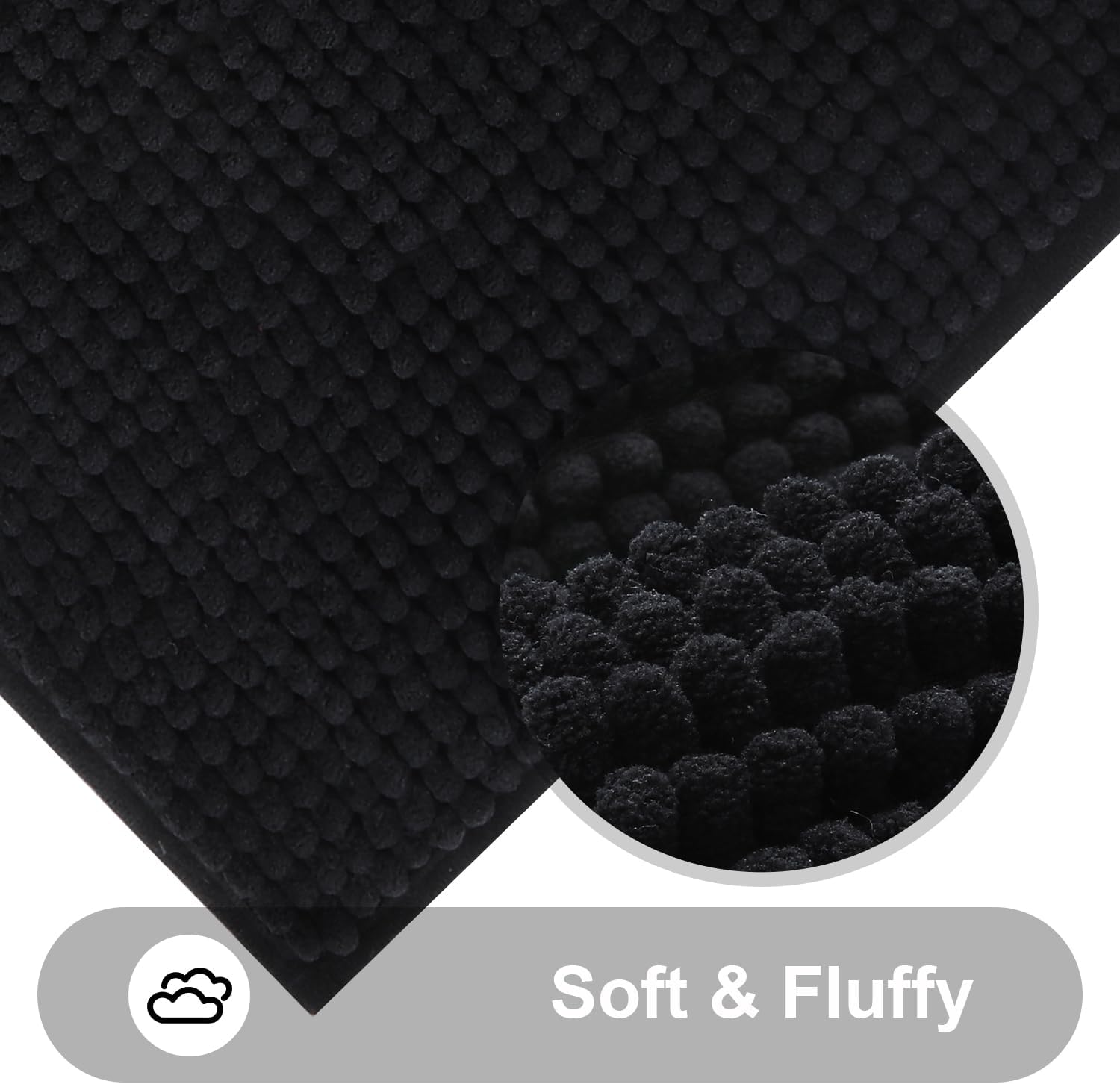 Thumbnail 3 de Smiry Non Slip Chenille Bath Mat (Extra Soft, Super Absorbent) 40 x 60 cm, Black