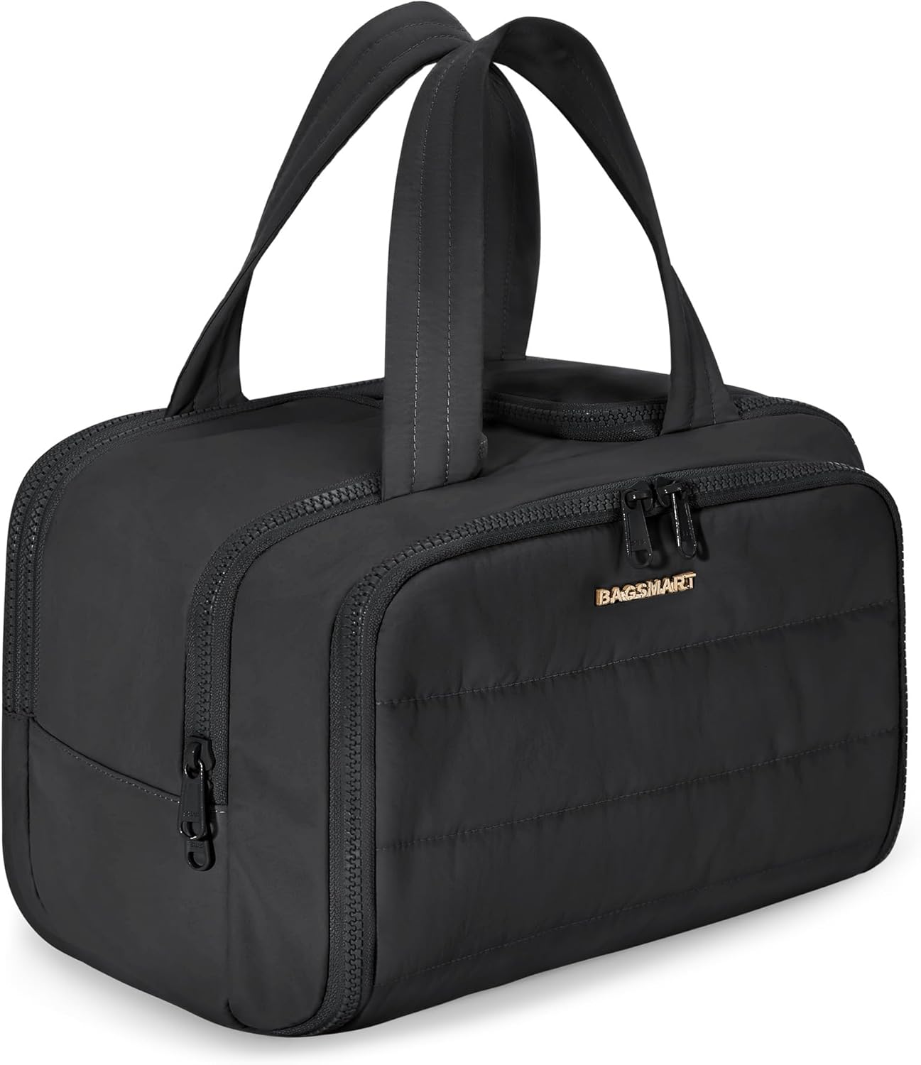 Detalle de BAGSMART Large Toiletry Bag Travel Makeup Bag: 2 Full Upright Compartments with Wet & Brushes Pocket