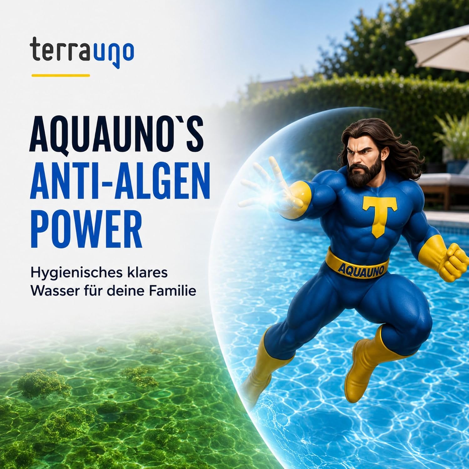 Detalle de TerraUno Algizid für Pool – Algenvernichter mit Klareffekt, 5 L