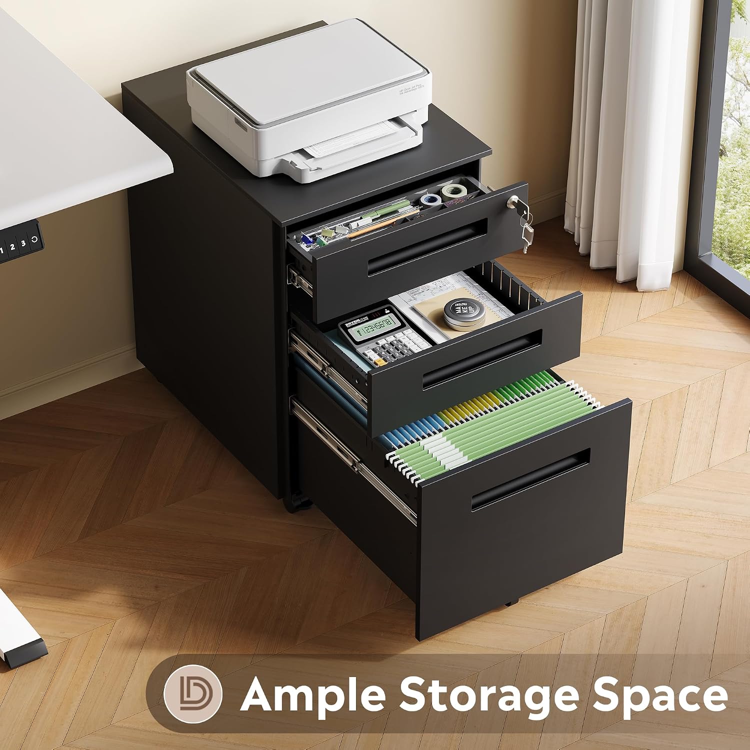 Thumbnail 5 de DEVAISE Mobile File Cabinet, 3 Drawers