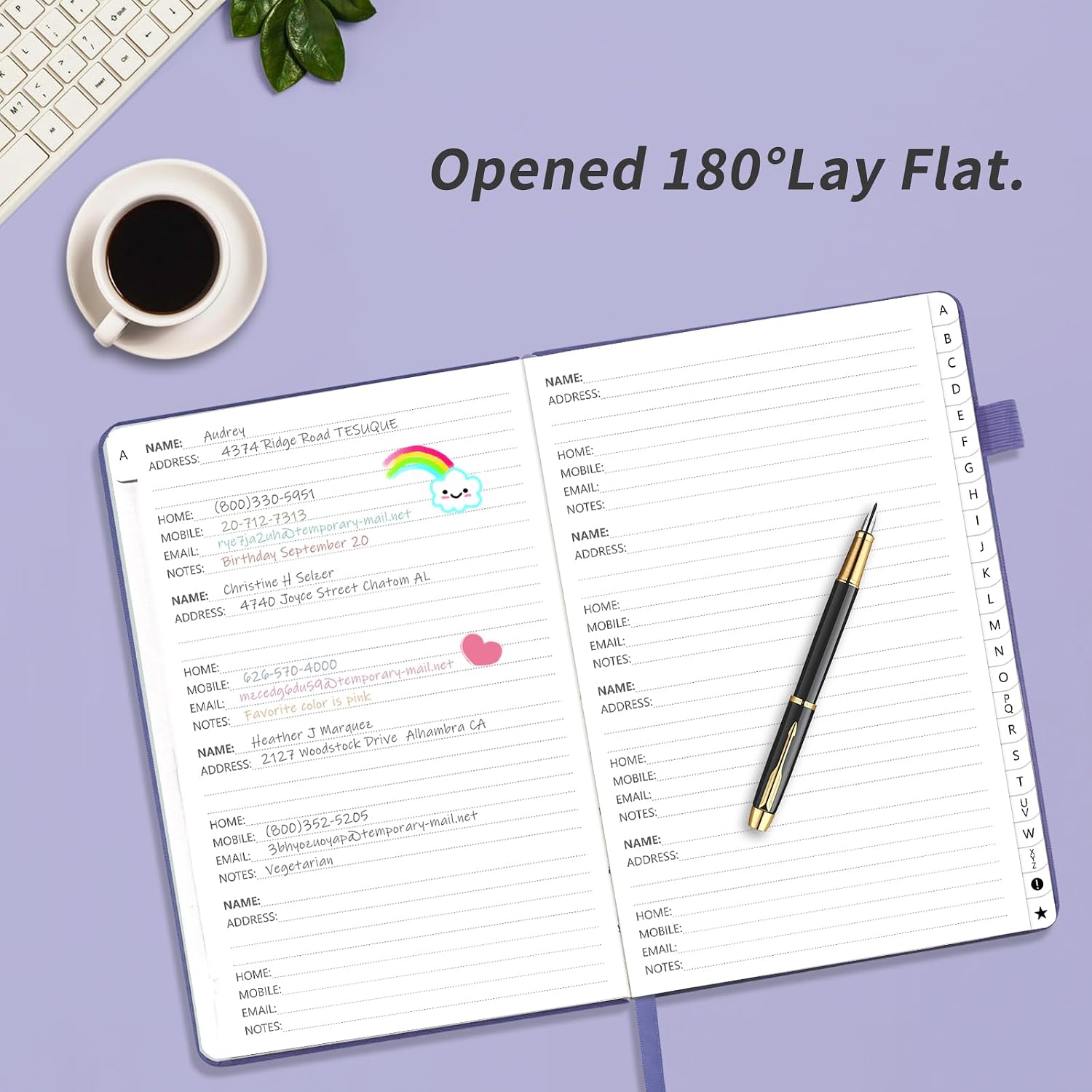 Detalle de Blugool AKO4 Hardcover Address Book, 7 x 10 Inch with A–Z Tabs