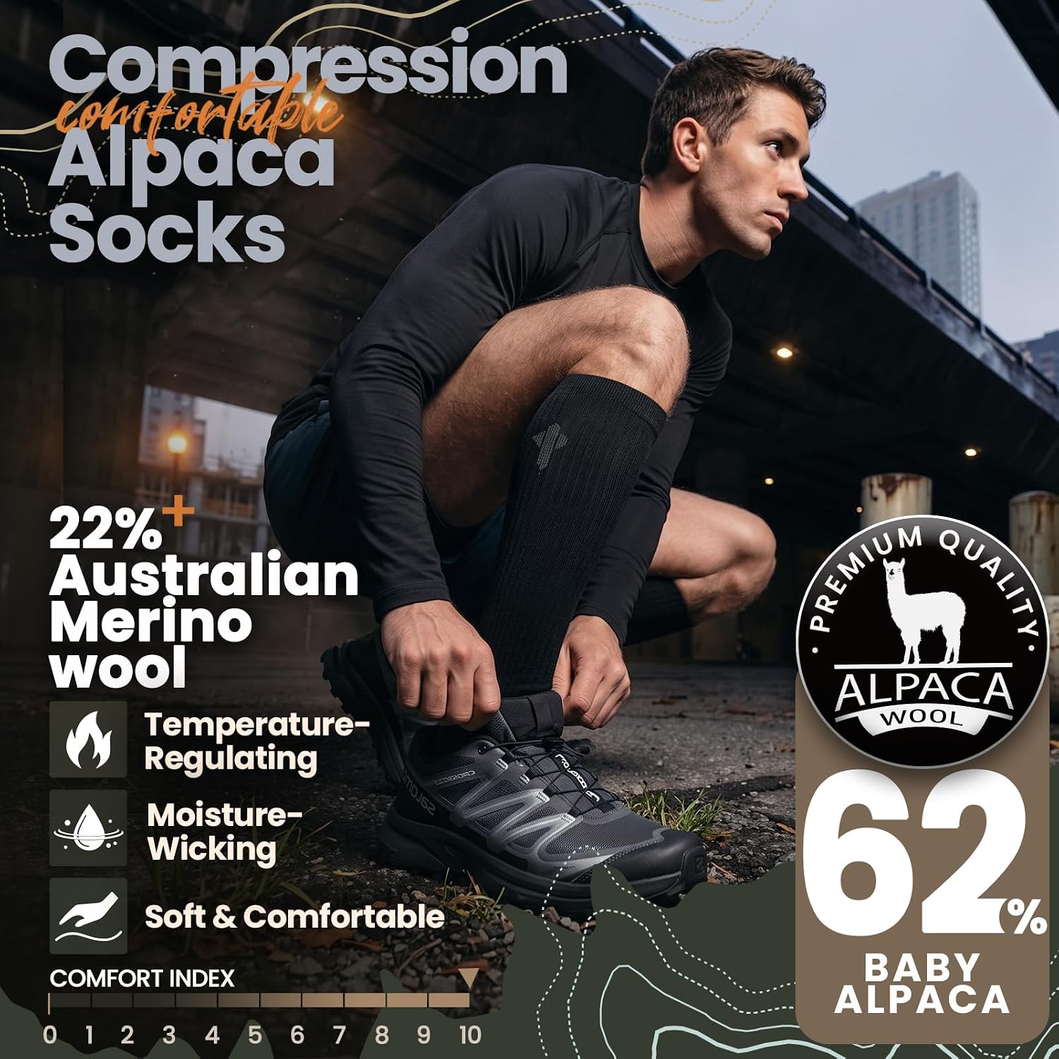 Detalle de Heat Equation Alpaca Compression Socks