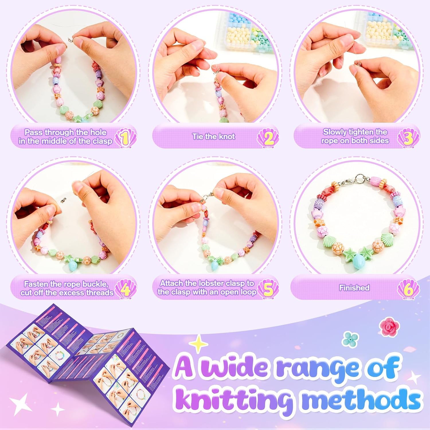 Thumbnail 5 de Bridokit Perlen-Set für Kinderarmbänder – 2 Boxen mit 46 Arten zum Auffädeln, Kreativ-Bastelset ab 4/5/6/7/8/9 Jahren