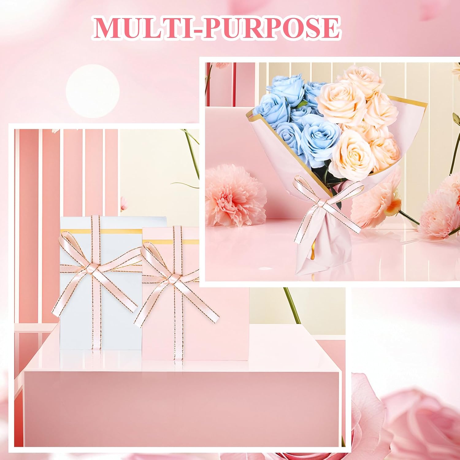 Detalle de 30 Sheets Flower Wrapping Paper 58×58 cm – 6 Colours Waterproof Gift Wrap Set