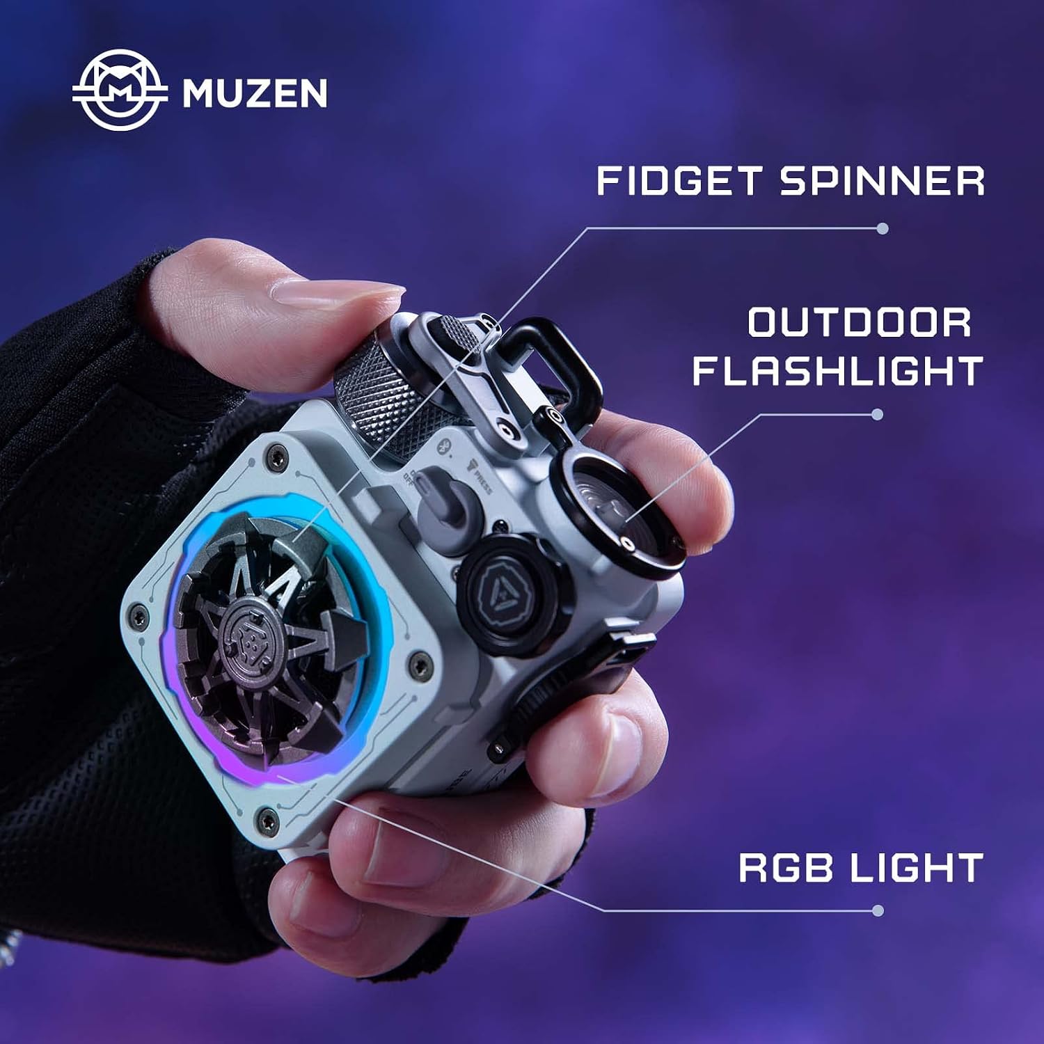 Detalle de Muzen Cyber Cube-Pro Bluetooth Speaker: Compact, Rugged, and RGB-Alive