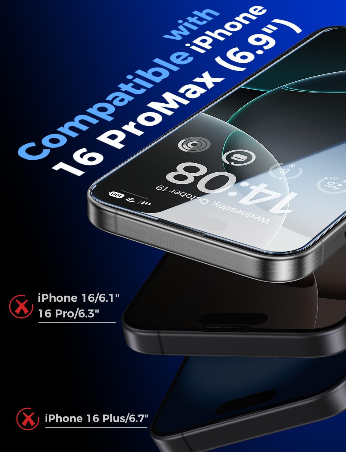 Detalle 2 de MAGIC JOHN 2-pack iPhone 16 Pro Max screen protector 6.9 inch