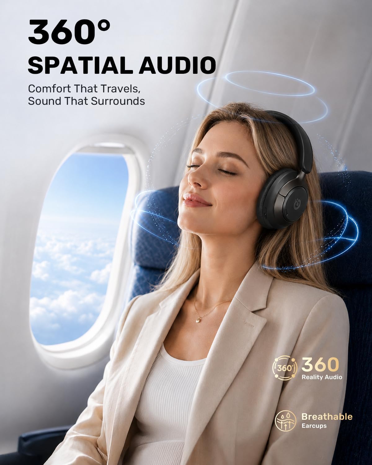 Detalle de Boean Over-Ear Headphones with Bluetooth 6.0