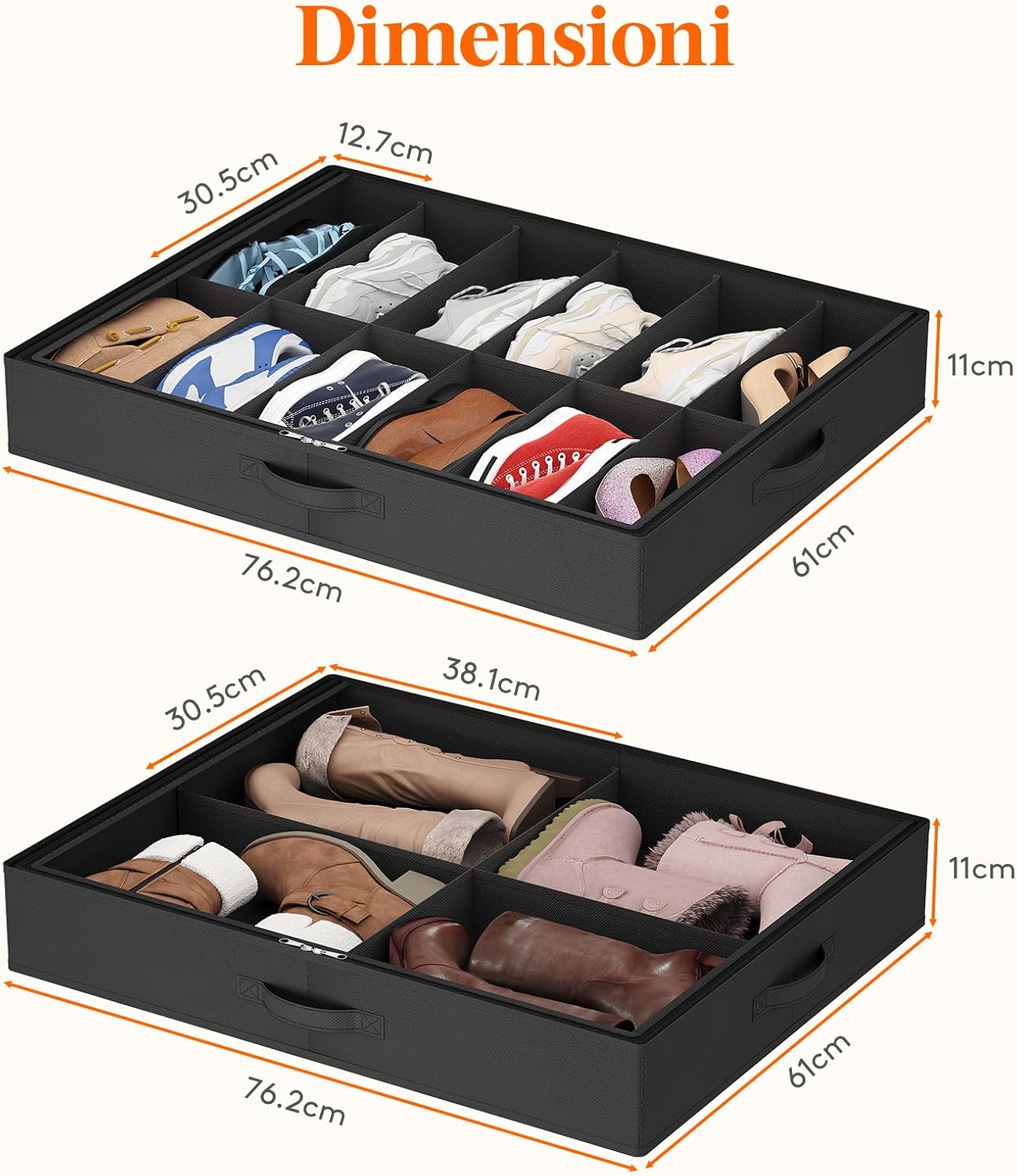 Detalle de Lifewit Scatole per Scarpe con Finestra Trasparente – 12+4 pezzi, Organizer pieghevole sottoletto