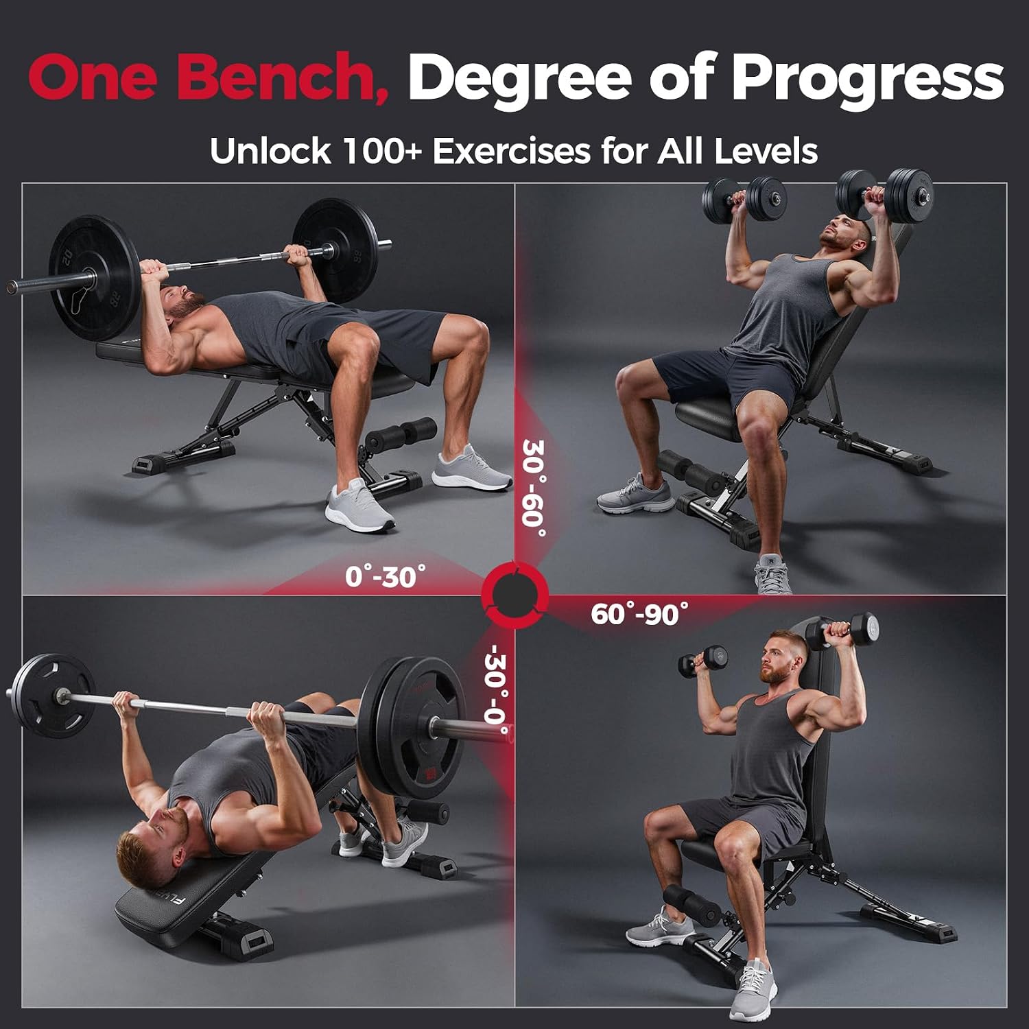 Detalle de FLYBIRD Adjustable Bench-149 verstelbare trainingsbank, inklapbaar, 363 kg