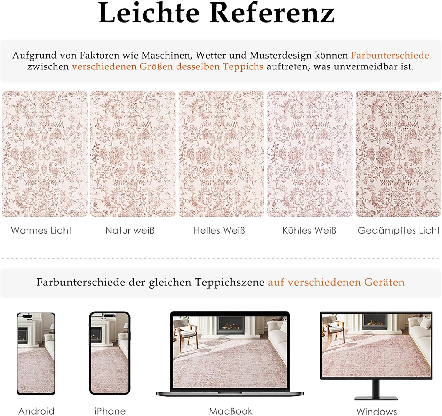 Detalle 2 de HUGEAR Vintage Rose waschbarer Teppich 60x180 cm – rutschfest für Flur, Küche & Schlafzimmer