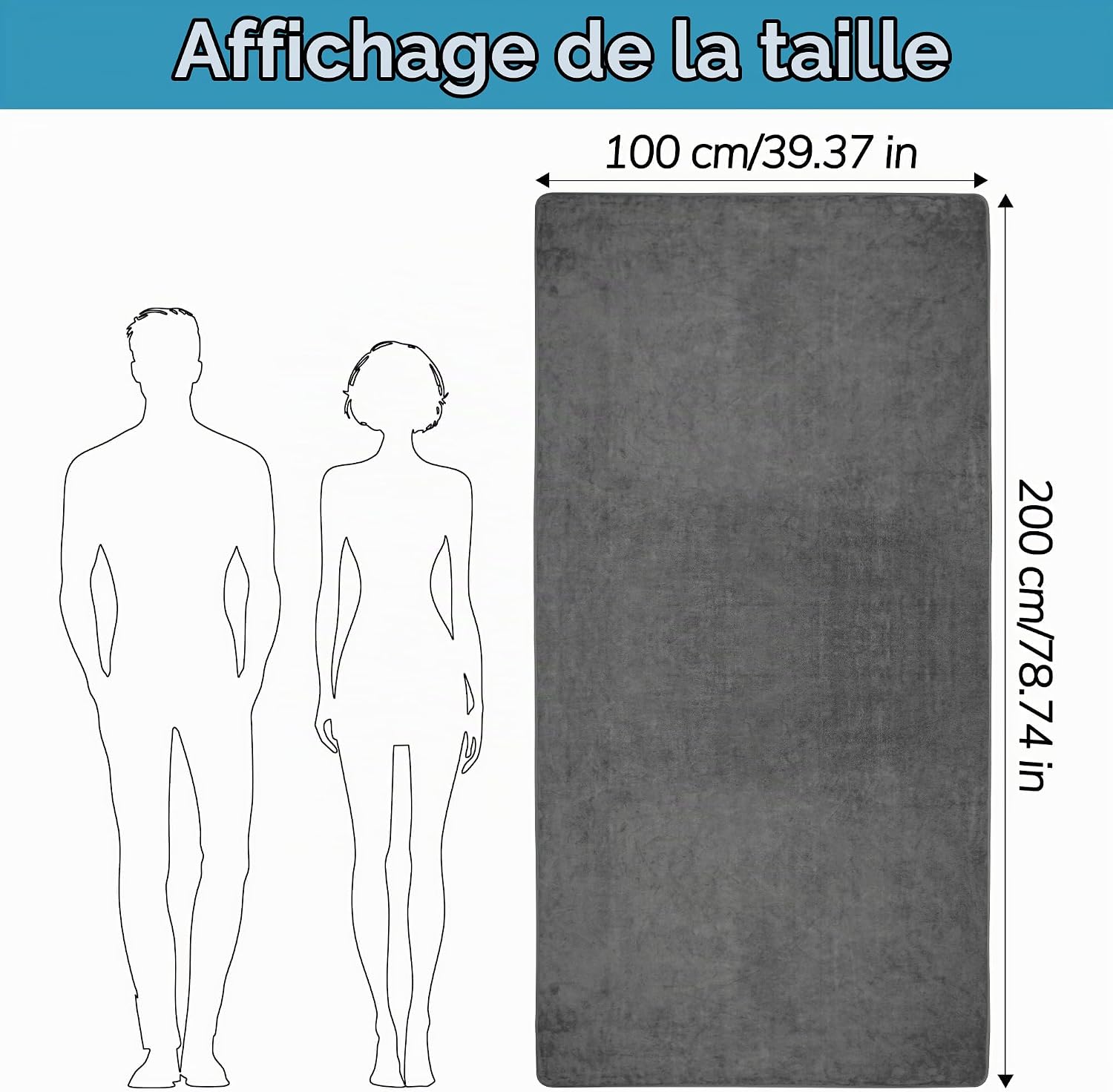 Detalle de Lureon C0110-0390-00 XXL-badhanddoek 100 x 200 cm van microvezel, 420 g/m²