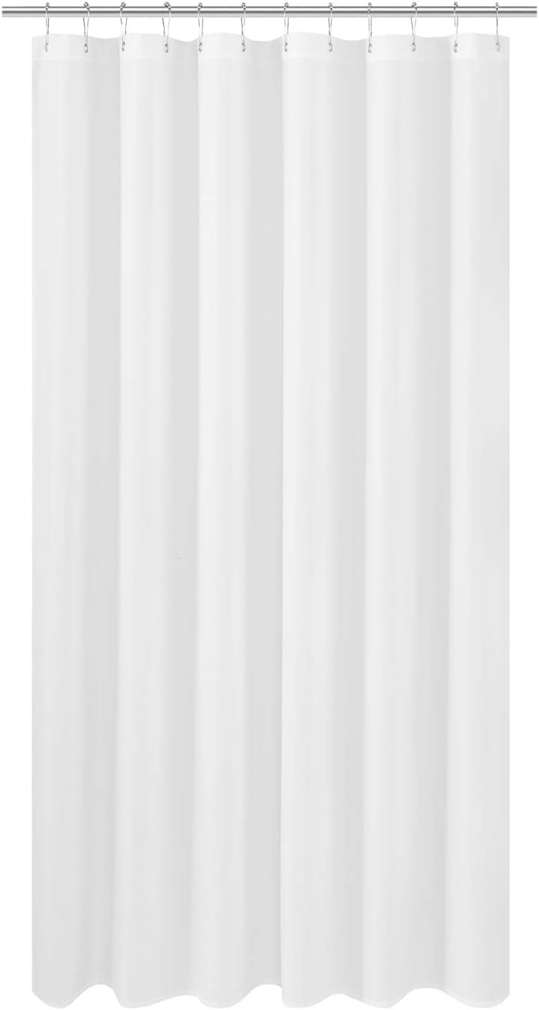 Detalle de N&Y HOME 1 Extra-Long Fabric Shower Curtain Liner, White, 72 x 94 in