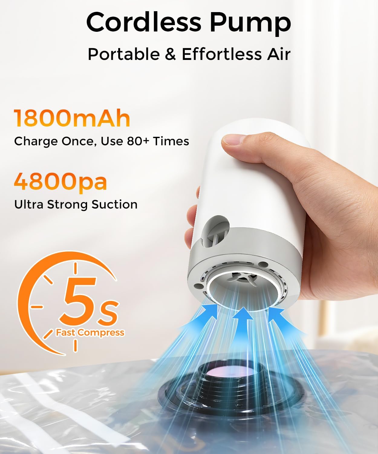 Thumbnail 1 de Rechargeable cordless vacuum storage bags for travel – 12-pack with electric pump (PE/PA, triple-seal)