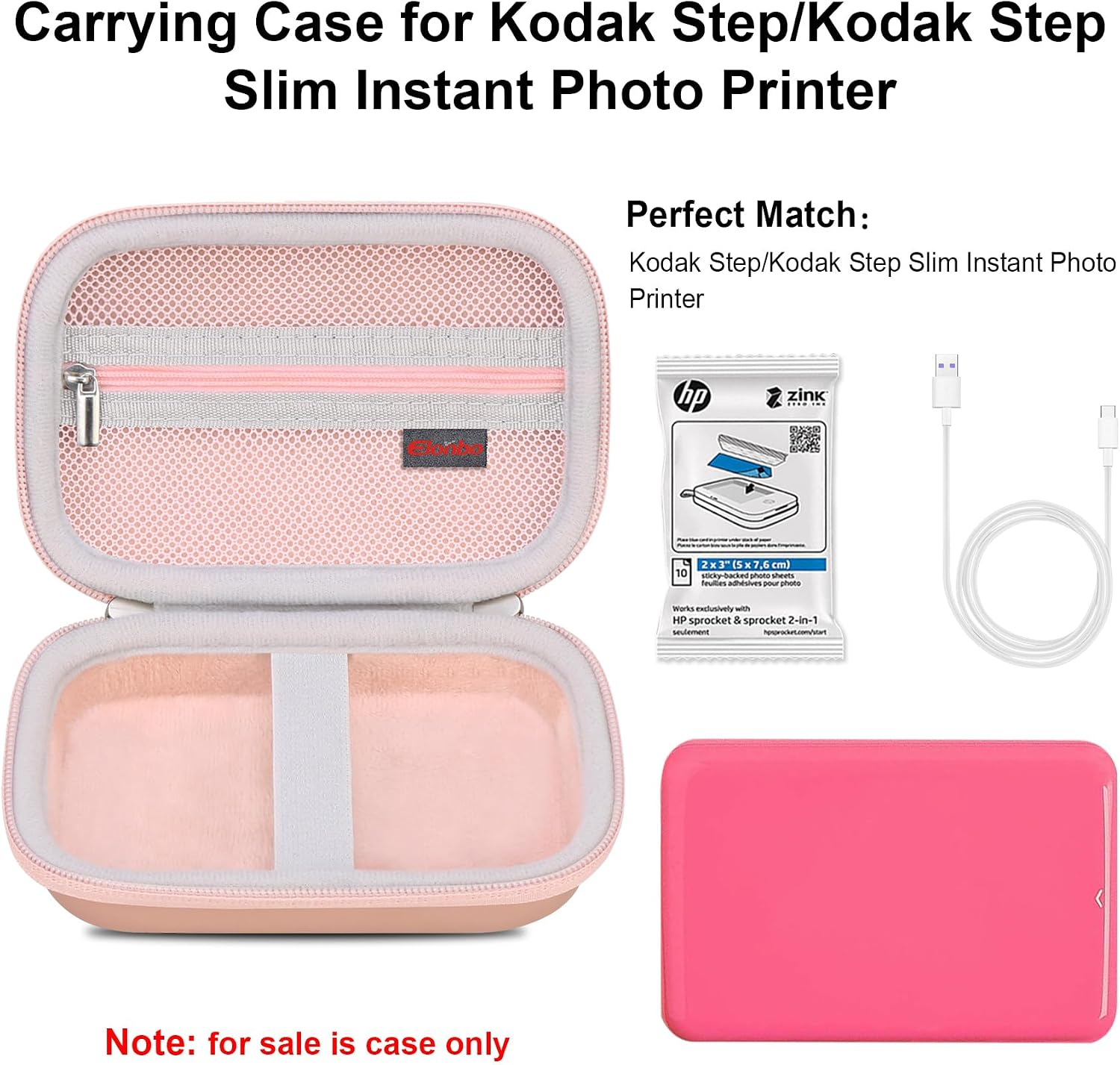 Thumbnail 1 de Elonbo carrying case for Kodak Step / Step Slim & Step Wireless mobile instant photo printers (Rose gold)